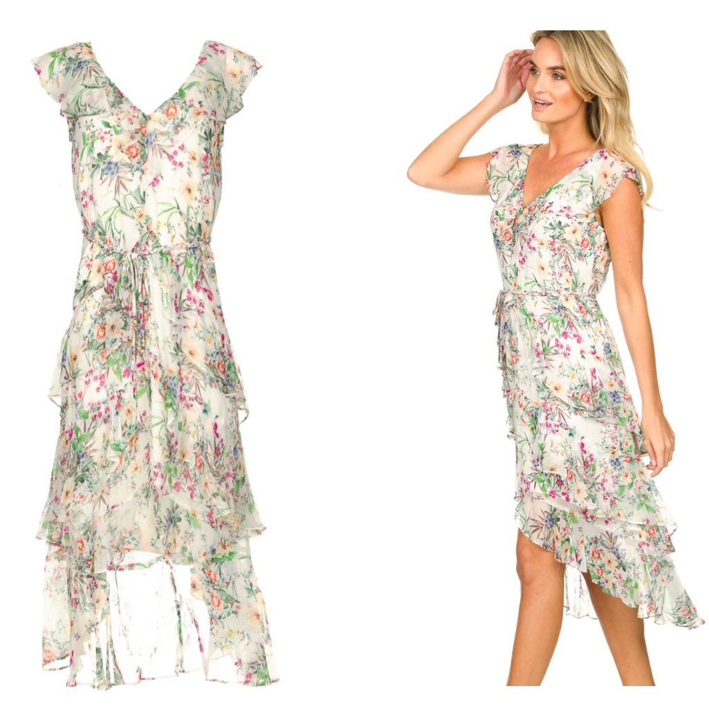 Hale Bob Floral Printed Ruffle Dress